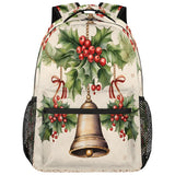 Skonsati Christmas Bell Leaf Large Backpack Fashion Travel Backapck for Business Women Men Casual Laptop Bag Waterproof Lightweight Cool Backpacks
