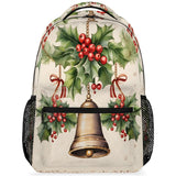 Skonsati Christmas Bell Leaf Large Backpack Fashion Travel Backapck for Business Women Men Casual Laptop Bag Waterproof Lightweight Cool Backpacks