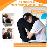 Skyrest Inflatable Travel Pillow - Airplane Pillow for Neck Support on Long Flights, Buses, Cars, Office & Trains - Comes with Eye Mask, Earplugs & Portable Drawstring Bag - Black