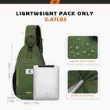 SKYSPER Sling Bag RFID Crossbody Sling Backpack Cross Body Shoulder Bag Travel Hiking Daypack for Women Men(Army Green)