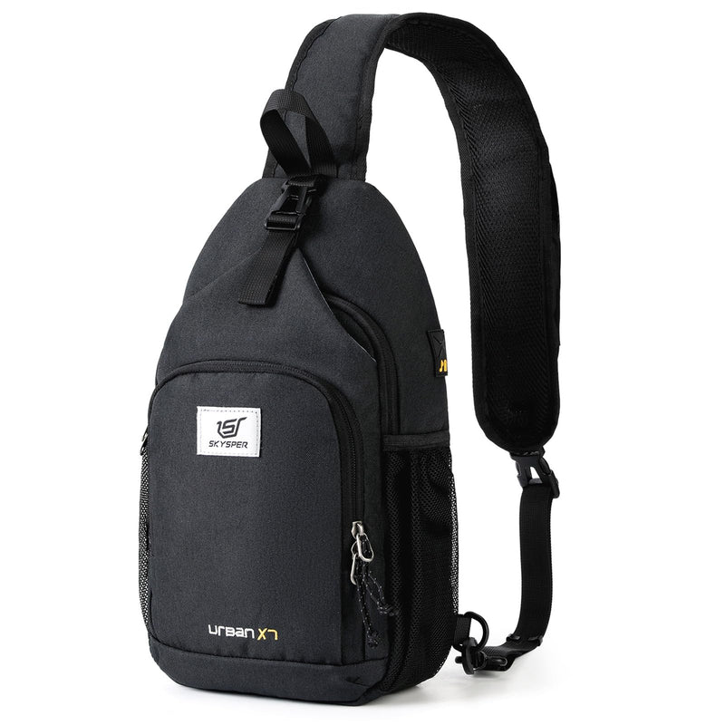 SKYSPER Sling Bag RFID Crossbody Sling Backpack Cross Body Shoulder Bag Travel Hiking Daypack for Women Men(Black)