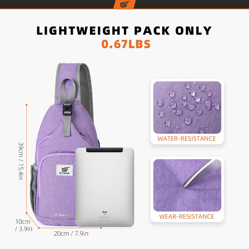 SKYSPER Sling Bag RFID Crossbody Sling Backpack Cross Body Shoulder Bag Travel Hiking Daypack for Women Men(Purple)
