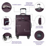 Skyway Epic Softside Carry - On Luggage - Lightweight Suitcase with Wheels for Travel | TSA Approved Carry - On Bag | Spinner Suitcase | Carry - On Luggage with Telescoping Handle, 20 inch, Plum
