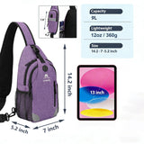 Sling Backpack for Women & Men, Crossbody Travel Bag with Water Bottle Holders, 17 Pockets, Quick - Access Phone Pocket, Hidden Security Pocket, Fits 11" Tablet, for Daily Carry, Travel, Theme Parks
