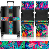 Slohif Luggage Straps for Suitcases Travel Belt Accessories Luggage Connector Identifiers Over Handle with Buckle Unique Nylon Adjustable Strap for Sleeping Bag Car Seat Colorful Leaf (2 Pack)