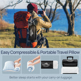 Small Cooling Memory Foam Pillow for Travel & Camping, Compressible Adjustable Pillow for Medium Firm Neck Knee Lumbar Support,Washable, Ideal Sleeping, Car, Airplane, Toddler & Backpacking, Gifts