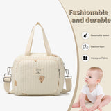 Small Diaper Bag Tote, Crossbody Diaper Bag Mini Purse with 7 Pockets, Travel Baby Bag for Boys & Girls, 2 Bottle Pocket, Off White