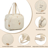 Small Diaper Bag Tote, Crossbody Diaper Bag Mini Purse with 7 Pockets, Travel Baby Bag for Boys & Girls, 2 Bottle Pocket, Off White