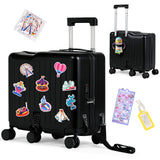 smilesun Kids Ride - On Luggage, 20" Hardshell Carry - On Suitcase with 6 Spinner Wheels, Foldable Pedal, Hidden Cup Holder & Combination Lock for Toddlers & Children (Black, 20 - inch)