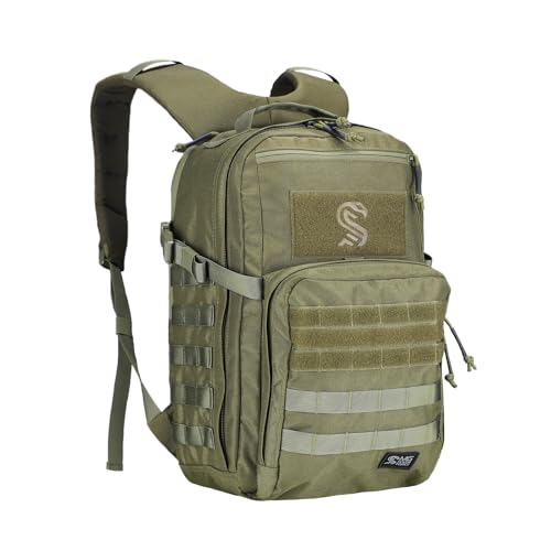 Snacam Military Tactical Backpack for Men, Molle Army Rucksack Pack, Bug Out Bag, Laptop Compartment, 30L (Green) | Backpacks4Less