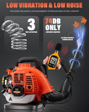 Snoonwee Backpack Leaf Blower Gas Powered – Commercial 52cc 2 - Stroke Engine, 200 MPH & 550 CFM Heavy Duty Blower for Lawn Care, Debris & Snow (A808 - 2)