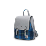 SNOW PAW Harris Tweed® Jura Backpack, Blue Tartan, 24cm*12cm*28cm
