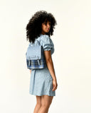 SNOW PAW Harris Tweed® Jura Backpack, Blue Tartan, 24cm*12cm*28cm