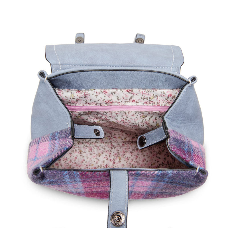 SNOW PAW Harris Tweed® Jura Backpack, Blue Tartan, 24cm*12cm*28cm