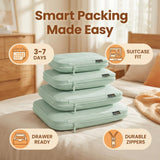 SOARSAIL 4 Piece Compression Packing Cubes for 3–7 Day Travel, Lightweight Travel Organizers with Breathable Mesh, Double - Zipper Packing Cubes for Carry - On & Suitcases (Light Green)