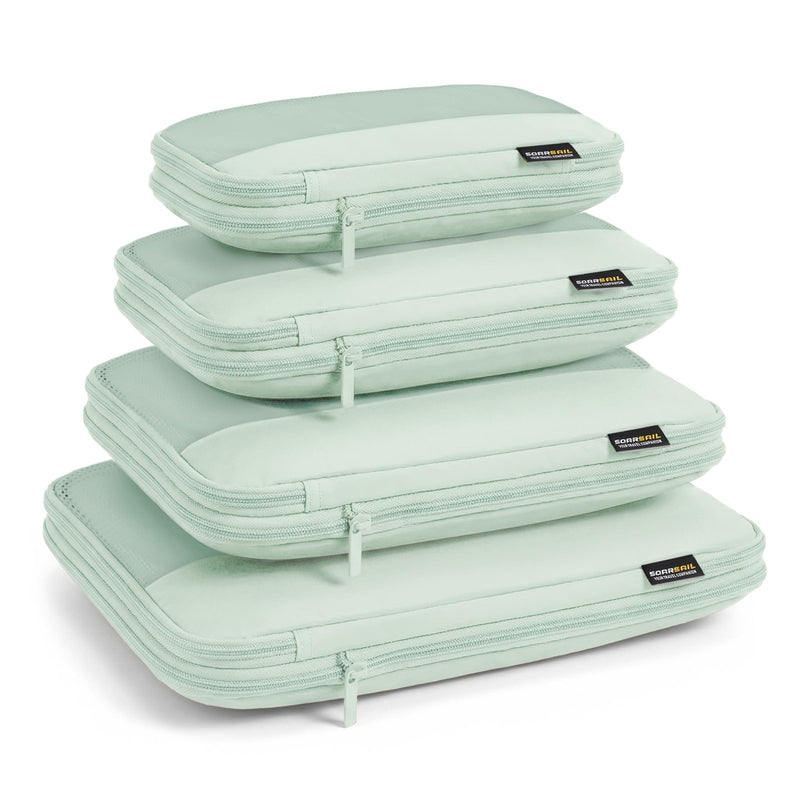 SOARSAIL 4 Piece Compression Packing Cubes for 3–7 Day Travel, Lightweight Travel Organizers with Breathable Mesh, Double - Zipper Packing Cubes for Carry - On & Suitcases (Light Green)