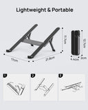 SODI [Ultra Compact] Foldable & Portable Laptop Stand for Desk, Lightweight Tablet Stand for Business Travel, Library, Cafe, 6 Level Height Ergonomic Aluminum Computer Holder for 10 - 16" Laptops