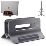 SODI Vertical Laptop Stand for Desk, Gravity Auto Lock MacBook Stand, Aluminum Laptop Holder Vertical Compatible with MacBook Pro, Air, Tablet, Space - Saving Organize Work & Home Office, Gray