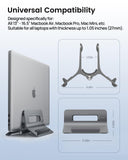SODI Vertical Laptop Stand for Desk, Gravity Auto Lock MacBook Stand, Aluminum Laptop Holder Vertical Compatible with MacBook Pro, Air, Tablet, Space - Saving Organize Work & Home Office, Gray