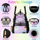 Softball Bag, Youth Baseball Backpack Softball Bat Bag with Vented Shoe Compartment, Baseball Equipment Bag TBall Bat for Batting Mitten, Helmet, Teeball Gear Adult Boys Girls Christmas Pink