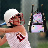 Softball Bag, Youth Baseball Backpack Softball Bat Bag with Vented Shoe Compartment, Baseball Equipment Bag TBall Bat for Batting Mitten, Helmet, Teeball Gear Adult Boys Girls Christmas Pink