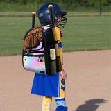 Softball Bag, Youth Baseball Backpack Softball Bat Bag with Vented Shoe Compartment, Baseball Equipment Bag TBall Bat for Batting Mitten, Helmet, Teeball Gear Adult Boys Girls Christmas Pink