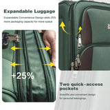 Softside Luggage Sets of 4, Lightweight Travel Suitcase with Spinner Wheels, Expandable Soft Suitcase Set with TSA Lock, 4 - Piece in 20 24 28 32 Inch, Durable Family Luggage for Cruise (Green)