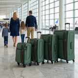 Softside Luggage Sets of 4, Lightweight Travel Suitcase with Spinner Wheels, Expandable Soft Suitcase Set with TSA Lock, 4 - Piece in 20 24 28 32 Inch, Durable Family Luggage for Cruise (Green)