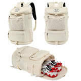 Solid color gym duffel bag backpack, wrestling bag,with shoe compartment, 4 kinds of back method waterproof travel sports walking laptop Lightweight（B-Sea Salt White）