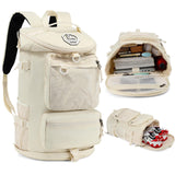 Solid color gym duffel bag backpack, wrestling bag,with shoe compartment, 4 kinds of back method waterproof travel sports walking laptop Lightweight（B - Sea Salt White）