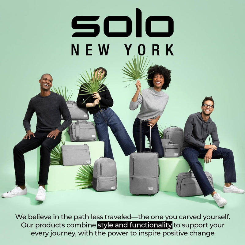 Solo New York Briefcase - Laptop Carrying Bag for Women & Men, Brief for Travel & Work, Front Zippered Pocket, Adjustable Shoulder Strap, Fits 15.6" Computer - Re:New, Gray