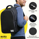 Solo New York Laptop Backpack for Women & Men - Carry On Bookbag for Travel & Work, Lightweight Bag, Side Mesh Pockets, Fits 15.6" Computer - Re:Define, Black