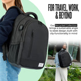 Solo New York Laptop Backpack for Women & Men - Carry On Bookbag for Travel & Work, Lightweight Bag, Side Mesh Pockets, Fits 15.6" Computer - Re:Define, Black