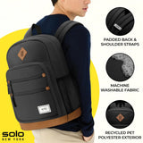 Solo New York Laptop Backpack for Women & Men - Carry On Bookbag for Travel & Work, Lightweight Bag, Side Mesh Pockets, Fits 15.6" Computer - Re:Fresh, Black