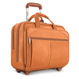 Solo New York Leather Rolling Case with Wheels - Roller Laptop Bag, Wheeled Briefcase for Women & Men, Carry On Size for Travel, Fits 15.6