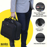 Solo New York Rolling Case with Wheels - Roller Laptop Bag, Wheeled Briefcase for Women & Men, Carry On Size for Travel, Fits 17.3" Computer - Bryant, Black