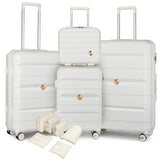 Somago Luggage Sets and Packing Cube Travel Set Lightweight Hardside Polypropylene Suitcases with Double Spinner Wheels and TSA Lock,Creamy White