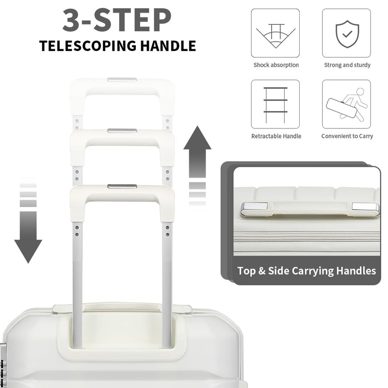 Somago Luggage Sets and Packing Cube Travel Set Lightweight Hardside Polypropylene Suitcases with Double Spinner Wheels and TSA Lock,Creamy White