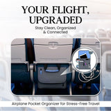 SO~MINE Airplane Pocket Organizer | Tray Table Cover | In Flight Seat Back Organizer Bag | Commuter Essential Travel Bag | Media Pouch For Flying | Travel Gift | Attaches To Luggage | Charcoal/Cobalt