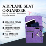 SO~MINE Airplane Pocket Organizer | Tray Table Cover | In Flight Seat Back Organizer Bag | Commuter Essential Travel Bag | Media Pouch For Flying | Travel Gift | Attaches To Luggage (Purple)