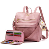 Soperwillton Women Backpack Purse Multipurpose Design Handbags Shoulder Bag PU Leather Travel bag Backpack Set 2pcs