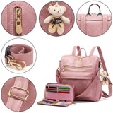 Soperwillton Women Backpack Purse Multipurpose Design Handbags Shoulder Bag PU Leather Travel bag Backpack Set 2pcs