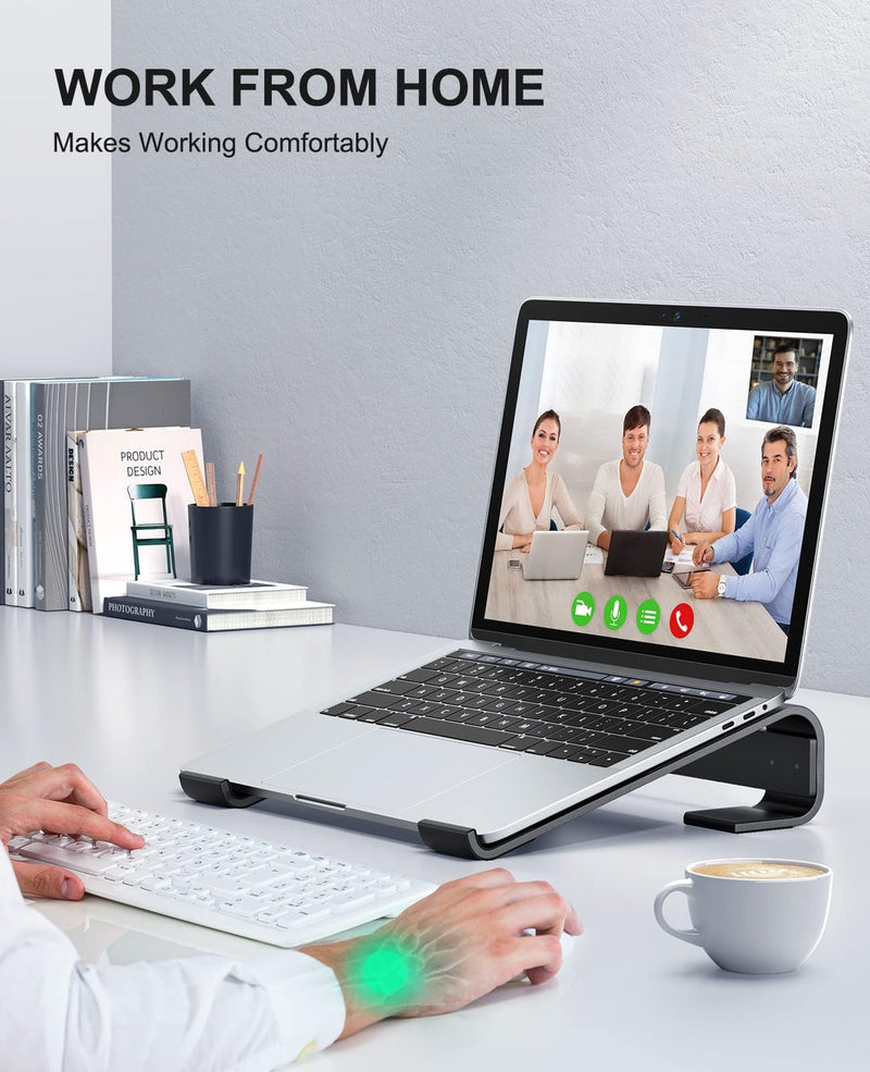 Soqool Laptop Stand for Desk, Ergonomic Detachable Laptop Riser, Aluminum MacBook Stand, Compatible with 12 - 17'' All Laptops Such as MacBook Pro/HP/Dell/Lenovo, Black