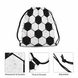 Sotunad Drawstring Bag Sports Backpack Football Texture Soccer with Black and White Elements Seamless Pattern Sutiable for Dance Sports Beach Short Travel Stroage 14x16.9 Inch