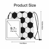 Sotunad Drawstring Bag Sports Backpack Football Texture Soccer with Black and White Elements Seamless Pattern Sutiable for Dance Sports Beach Short Travel Stroage 14x16.9 Inch