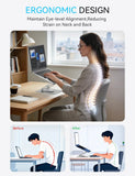 SOUNDANCE 360 Rotating Laptop Stand, Ergonomic Computer Riser for Desk, Adjustable Height Multi - Angle Metal Holder, Foldable Portable Notebook Elevating Base for Office & Home, Silver Grey
