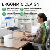 SOUNDANCE Adjustable Laptop Stand for Desk, Computer Stand, Ergonomic Laptop Riser Holder Compatible with 10 to 17.3 Inches Notebook PC Computer, Aluminum Silver