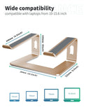 SOUNDANCE Laptop Stand, Aluminum Computer Riser, Ergonomic Laptops Elevator for Desk, Metal Holder Compatible with 10 to 15.6 Inches Notebook Computer, Champagne Gold