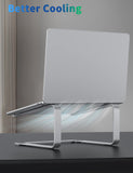 SOUNDANCE Laptop Stand for Desk, Ergonomic Metal Computer Riser for 12 - 17.3 Inch Laptops, Heavy Duty Stable Desktop Holder, Improves Eye Level & Workspace Organization, Silver