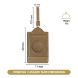 Sovereign - Gear - Brown Compass Embossed Leather Luggage Tag with Leather AirTag Holder Combo - Genuine Leathers Luggage Tag for Suitcases - Secure, Stylish & Durable Travel Accessory